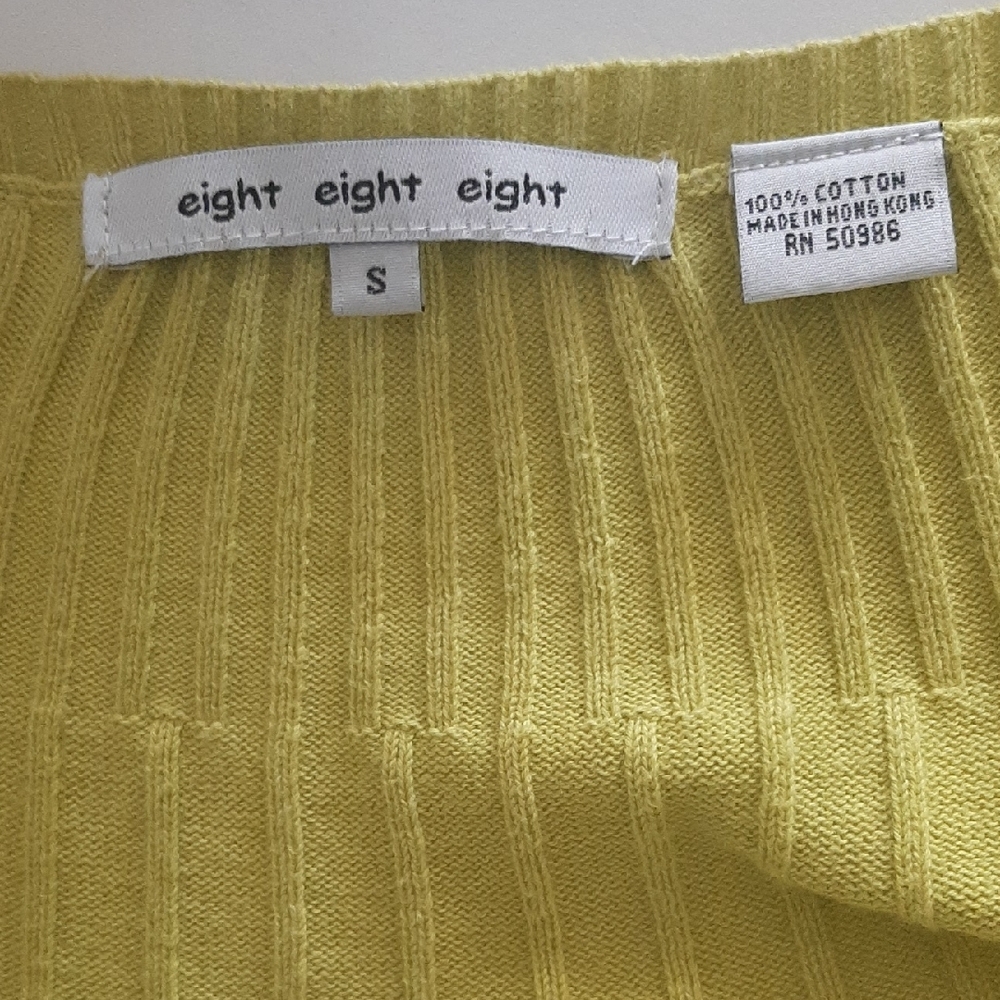 Eight🎱Eight🎱Eight LIME Ribbed 100%COTTON Cardi SIZE S - Picture 5 of 6